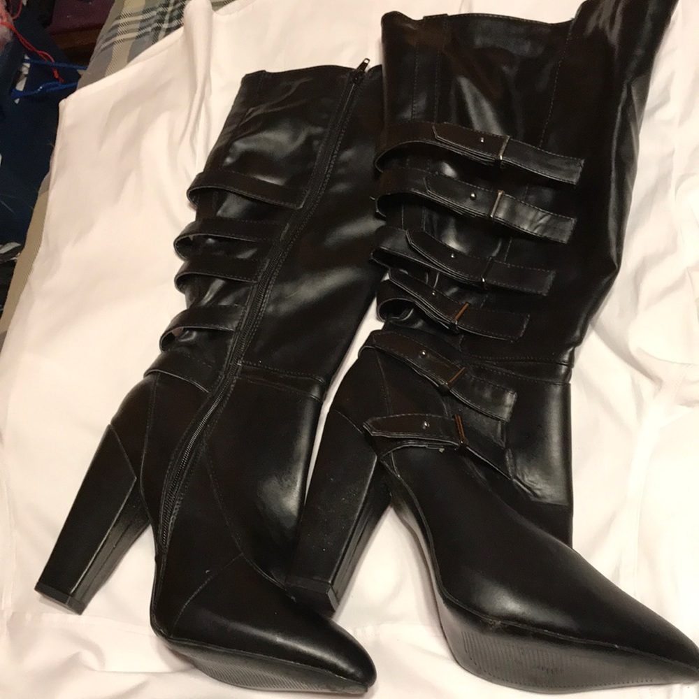 Black knee high boots